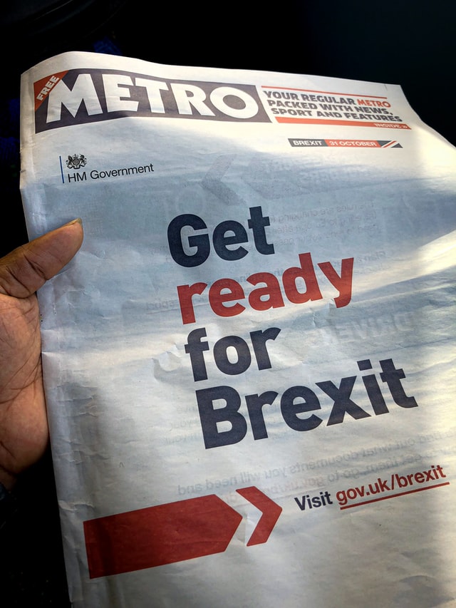Photo of a newspaper with the title "Get ready for Brexit".